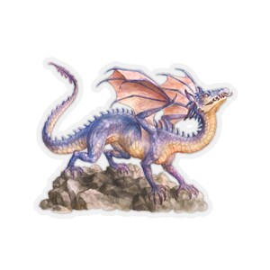 Purple Dragon Sticker~Hand Drawn Dragons Kiss-Cut Decal~Dragon Accessories~Gift for Dragon Lover~Mythical Beasts Binder sticker