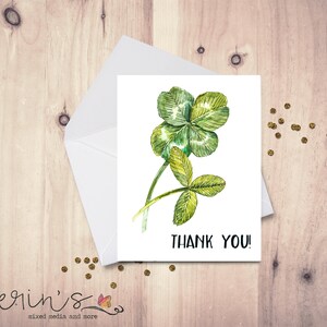 Watercolor Clover Thank You Cards~Recycled Botanical Note Cards~Blank Note Cards~Thank You Cards~Clover Gifts