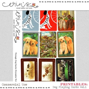 Dog Playing Card Collage Sheet Imprimible ~ Junk Journal Ephemera Elements ~ Nature Journal Elements ~ Commercial Use Journal Printable ~ Animal card