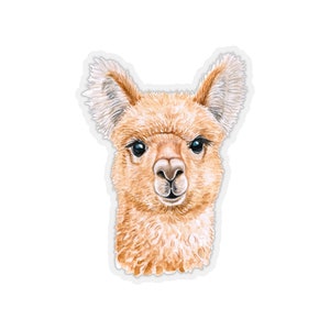Alpaca Sticker~Watercolor Kiss-Cut Alpaca Laptop Decal~Clear Back Sticker~Farm Animals Decals~Alpaca Gifts~Llama Sticker