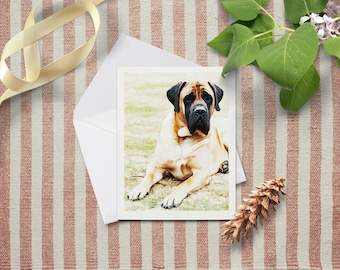 Watercolor English Mastiff Note Card, Canine Stationery