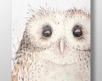 Watercolor Baby Owl Wall Art~Rustic Kid's Room and Nursery Decor~Animal Art for All Ages~Owl Canvas