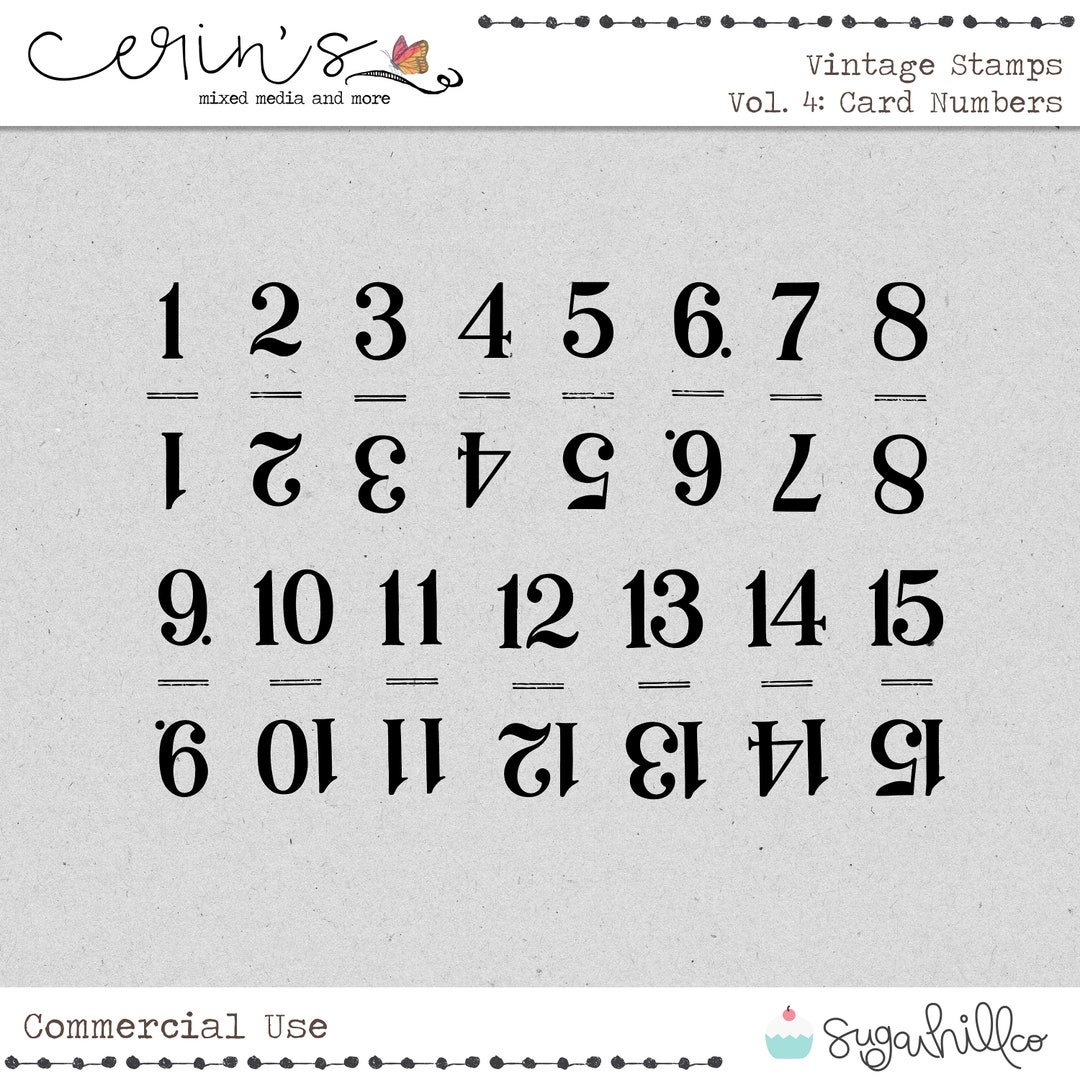 Vintage Number Stamps and Brushes~digital Junk Journal and Scrapbook ...