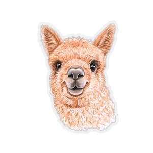 Alpaca Sticker~Watercolor Kiss-Cut Alpaca Laptop Decal~Clear Back Sticker~Farm Animals Decals~Alpaca Gifts~Llama Sticker