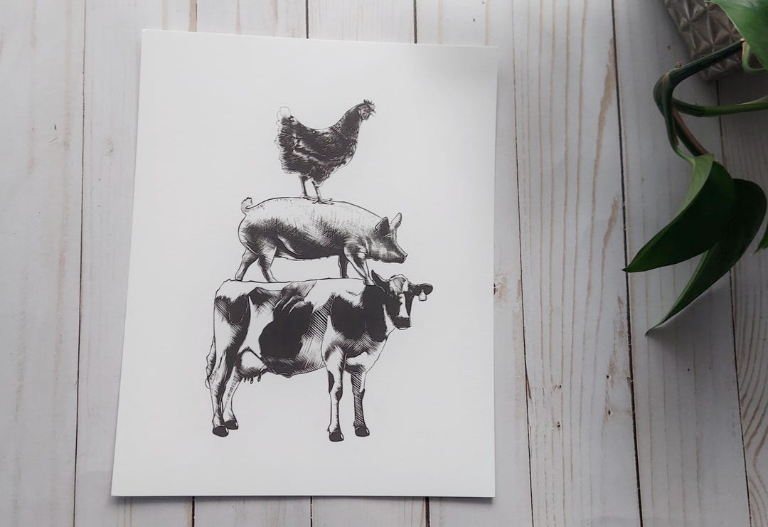 Farm Animal Stack Art Print - Clearance Art Prints - Etsy