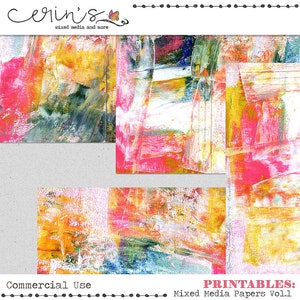 Papeles imprimibles de medios mixtos ~ Páginas imprimibles de diarios basura ~ Fondos de collage coloridos ~ Iniciadores de diarios de medios mixtos ~ Rosa azul y oro
