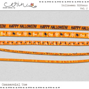 Halloween Digitale Bänder ~ Orange Süßes oder Saures Trim ~ Junk Journal Realistische Faser Elemente ~ Kommerzielle Nutzung Digital Scrapbooking Zubehör
