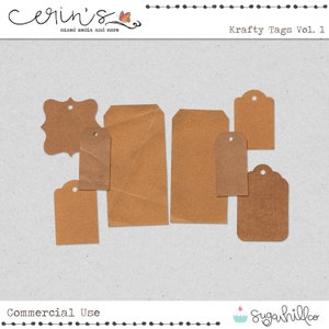 Étiquettes en papier kraft ~ Éléments de scrapbooking numérique ~ Éléments à usage commercial ~ CU de haute qualité ~ Scrapbooking numérique ~ Étiquettes de scrapbooking