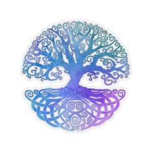 Watercolor Tree of Life Kiss-Cut Sticker~Celtic Knot Tree Decal