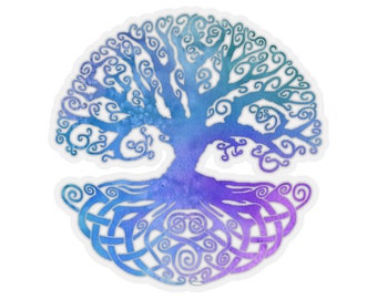 Watercolor Tree of Life Kiss-Cut Sticker~Celtic Knot Tree Decal