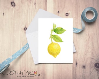 Painted Lemon Card Set~Watercolor Summer Fruit Notecards~Lemon Gifts~Painted Citrus Stationery~Party Invitation~Thank You Notes