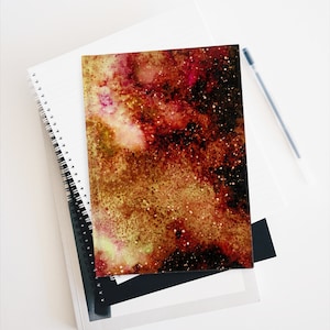 Watercolor Red Galaxy Lined Hardcover Journal~ Galaxy School Supplies~Gift for Star Watcher