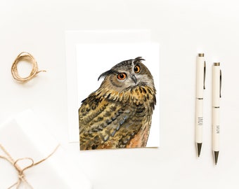 Screech Owl Note Cards~Watercolor Note Card Set~Blank Note Cards~Hand Painted Owl~Animal Note Cards~Bird Note Cards~Recycled Paper Cards