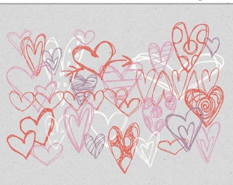Doodled Heart Stamps and Brushes~Digital Junk Journal and Scrapbook Commercial Use Elements~High Quality Commercial Use~Pretty Page Accents