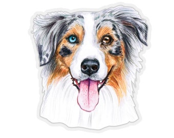 Australian Shepherd Sticker~Hand Drawn Dogs Kiss-Cut Decal~Pretty Pet Accessories~Gift for Dog Lover~Australian Shepherd Gifts