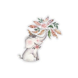 Kiss-Cut Baby Elephant Sticker~Nursery Decor Decal~Watercolor Elephant Laptop Decal