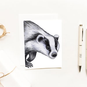 Watercolor Badger Card~Fun Painted Cards~Badger Gifts~Woodland Animal Greeting Cards~Cute Cards for Kids~Adorable Animal Gifts~Badger Gifts