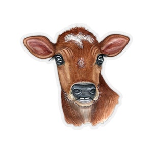 Jersey Cow Sticker~Mixed Media Cow Decal~Laptop and Binder Stickers~Watercolor Cow Face~Cow Gifts~Farm Girl Decor