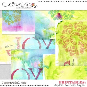 Printable Joyful Journal Watercolor Papers~Junk Journal Printable Pages~Bright and Colorful Collage Papers~Mixed Media Journal Tear Sheets