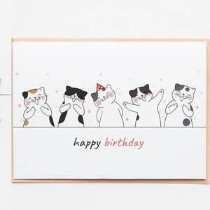 5x7 Kitten Birthday Card~Illustrated Cats Card~Happy Birthday Cats~Card for Cat Lover~Birthday Card for Kids