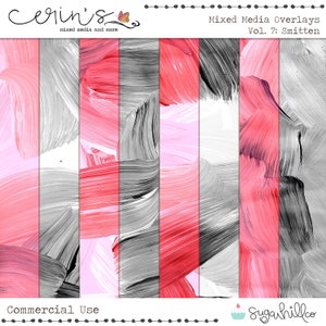Sobreposição de mídia mista Vol. 7 Smitten ~ Papel artesanal digital ~ Fundo do Junk Journal ~ Textura de uso comercial ~ Páginas rosa do diário de arte digital