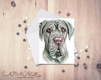 Neapolitan Mastiff Card, Watercolor Dog Mom Gift