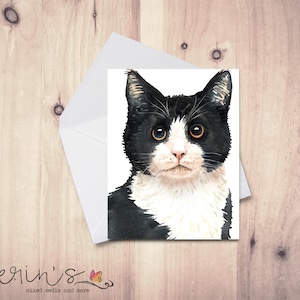 Black and White Tuxedo Cat Card~Tuxedo Cat Blank Cards~Feline Stationery~Gift for Cat Lady~Tuxedo Cat Gifts~Pretty Kitty Cat