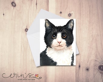 Black and White Tuxedo Cat Card~Tuxedo Cat Blank Cards~Feline Stationery~Gift for Cat Lady~Tuxedo Cat Gifts~Pretty Kitty Cat