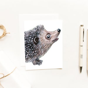 Watercolor Hedgehog Card~Fun Pet Cards~Hedgehog Gifts~Woodland Animal Greeting Cards~Cute Cards for Kids~Adorable Animal Gifts