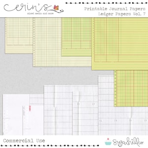 Printable Vintage Ledger Papers~Junk Journal Printable Pages~Print Your Own Junk Journal~Vintage Ledger Pages Vol. 7~Mixed Ledger Pages