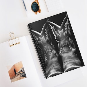 Watercolor Cowboy Boots Lined Spiral Notebook~Western Ruled Journal~Gift for Cowboy or Cowgirl~Back to School Supplies