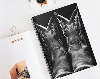 Watercolor Cowboy Boots Lined Spiral Notebook~Western Ruled Journal~Gift for Cowboy or Cowgirl~Back to School Supplies