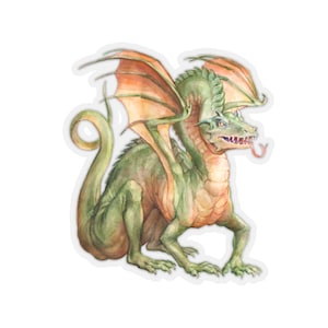 Green Dragon Sticker~Hand Drawn Dragons Kiss-Cut Decal~Dragon Accessories~Gift for Dragon Lover~Mythical Beasts Binder sticker