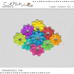 Regenbogen Papier Blumen ~ Scrapbook Blumen ~ Digitale Elemente ~ Digitale Papier Blumen ~ Elemente für kommerzielle Nutzung ~ Hochwertige CU ~ Digital Scrapbooking