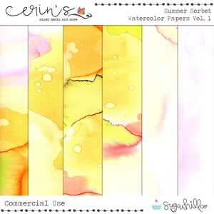 Summer Sorbet Watercolor Paper~Digital Craft Paper~Commercial Use Texture~Digital Scrapbooking Supplies~High Quality CU