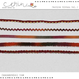 Rotes Realistisches Digital Ribbon Pack ~ Digital Scrapbooking Zubehör ~ Kommerzielle Nutzung Digitale Elemente