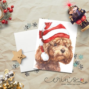 Watercolor Poodle Christmas Card~Warm and Cozy Holiday Dog Cards~Canine Stationery