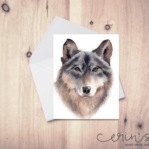 Painted Wolf Card~Woodland Animal Cards~Canine Stationery~Wolf Gifts~Forest Animal Notecards~Wolf Blank Card