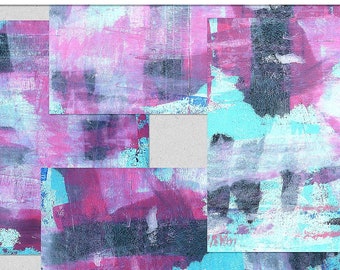 Printable Pink and Blue Mixed Media Papers~Junk Journal Printable Pages~Colorful Collage Backgrounds~Mixed Media Journal Starters