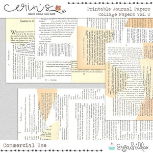 Printable Collaged Book Papers V2~Junk Journal Printable Pages~Print Your Own Junk Journal~Mixed Up Book Collage Papers~Mixed Media Journal