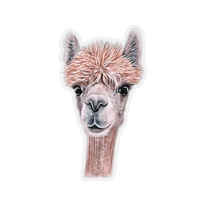 Llama Sticker~Watercolor Kiss-Cut Llama Laptop Decal~Clear Back Sticker~Farm Animals Decals~Llama Gifts~Alpaca Sticker