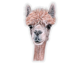 Llama Sticker~Watercolor Kiss-Cut Llama Laptop Decal~Clear Back Sticker~Farm Animals Decals~Llama Gifts~Alpaca Sticker