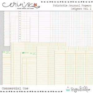 Printable Ledger Papers~Junk Journal Printable Pages~Print Your Own Junk Journal~Vintage Ledger Pages