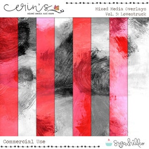 Mixed Media Overlay Vol. 5 LoveStruck~Digital Craft Paper~Junk Journal Background~Commercial Use Texture~Red Digital Art Journal Pages