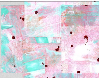 Printable Pink and Blue Spring Mixed Media Papers~Junk Journal Printable Pages~Colorful Collage Backgrounds~Mixed Media Journal Starters