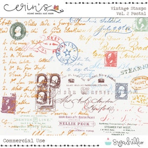 Vintage Post Stamps~Digital Junk Journal and Scrapbook Vintage Stamps~Commercial Use Digital Stamps~High Quality Commercial Use