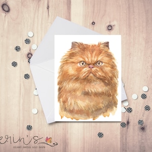 Orange Persian Cat Card~Watercolor Cat Blank Cards~Feline Stationery~Gift for Cat Lady~Persian Cat Gifts~Pretty Kitty Cat