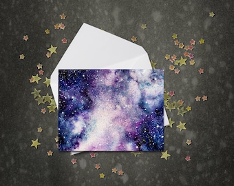 Watercolor Purple and Blue Galaxy Notecards~Watercolor Night Sky Cards~Galaxy Gifts~Cards for Space Lover~Purple Galaxy