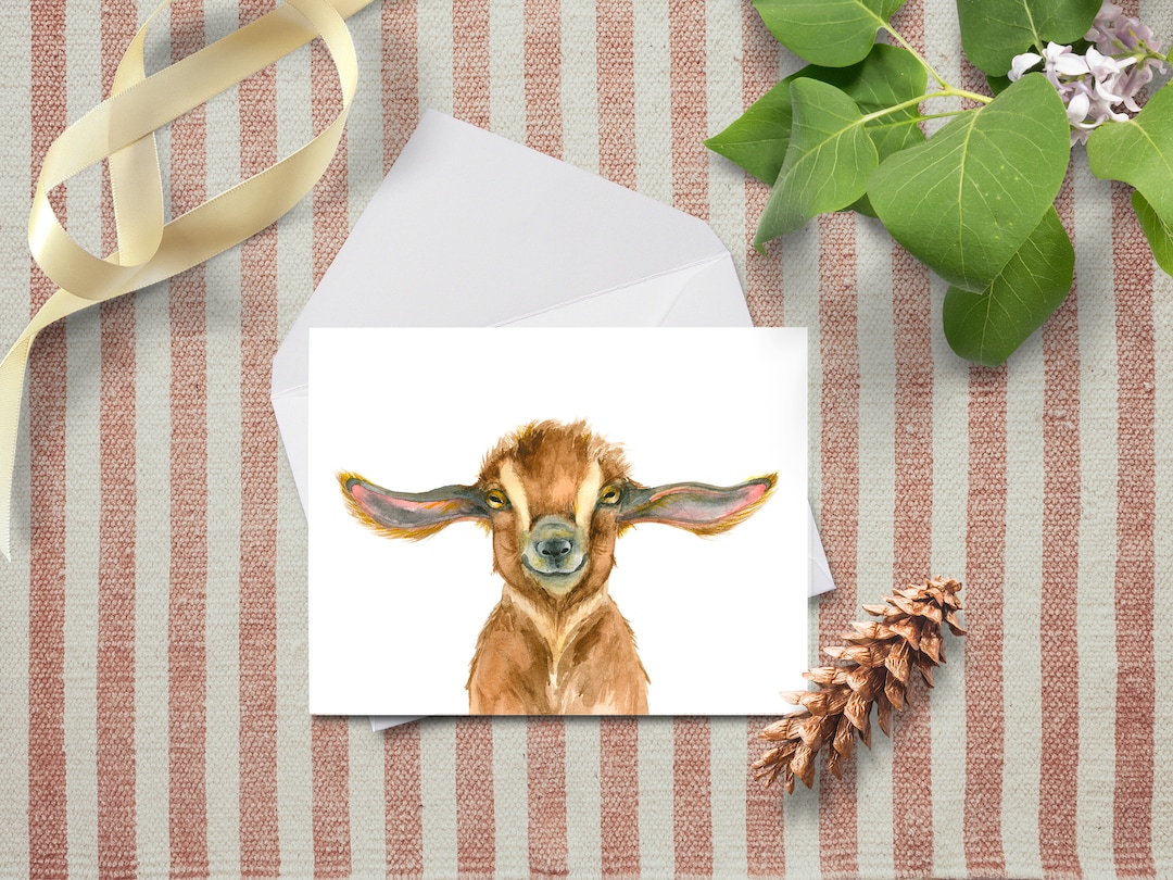 Baby Goat Watercolor Note Card~rustic Animal Greeting Cards~farmhouse ...