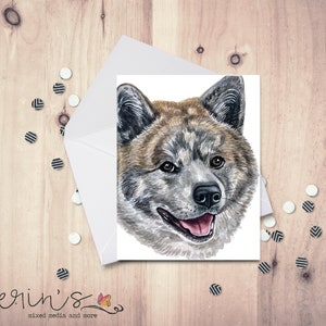 Silver Sesame Akita Note Card~Blank Watercolor Dog Notecards~Gift for Dog Mom~Akita Gifts~Akita Thank You~Painted Dog Cards
